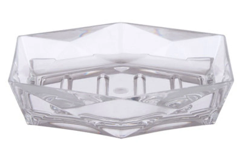 Image of Premier Housewares Dow Acrylic Soap Dish, Geometric Design Clear