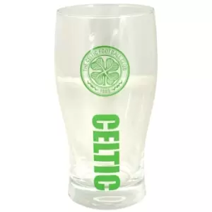 Image of Celtic FC Official Football Crest Wordmark Pint Glass (One Size) (Clear/Green)