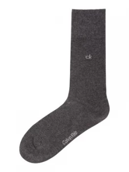 Image of Mens Calvin Klein 2PK Flat Knit Cotton Sock Grey