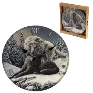Image of Snow Kisses Wolf Wall Clock