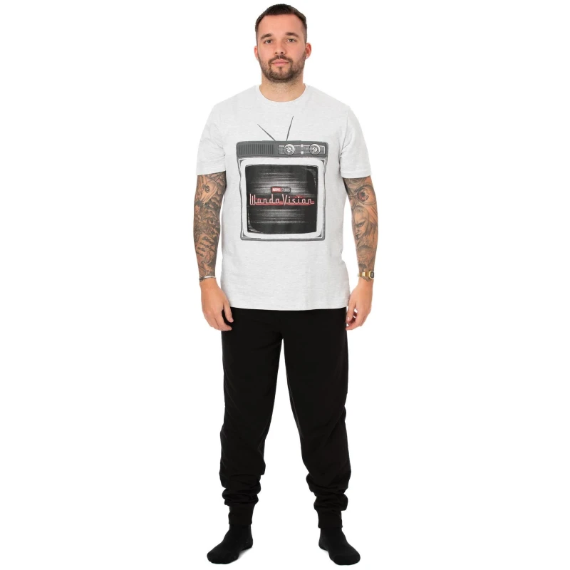 Image of Marvel Short Sleeve Long Leg Pyjama Set White male