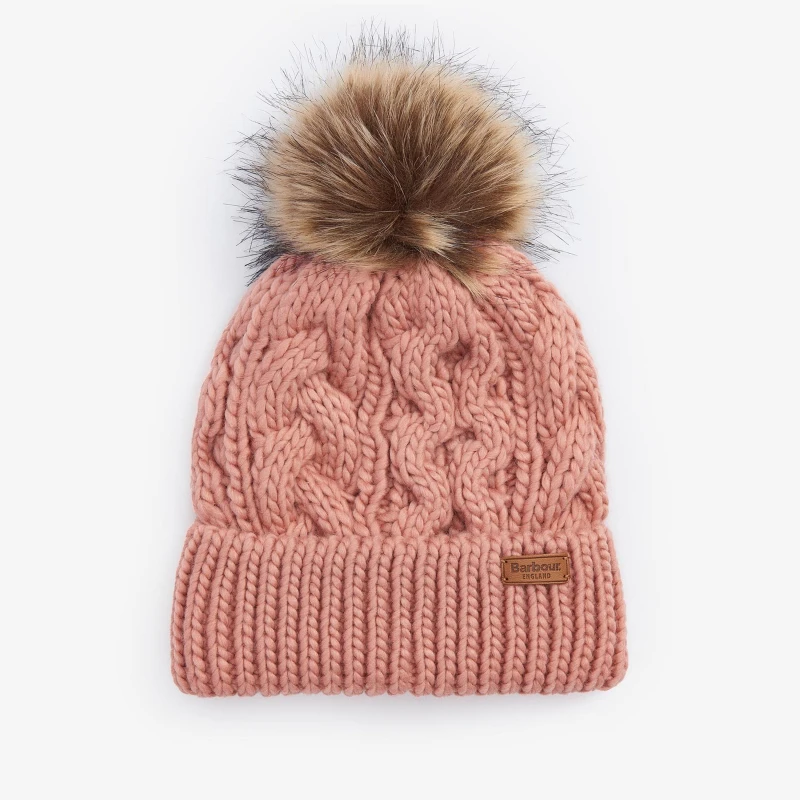 Image of Barbour Penshaw Cable-Knit Beanie - Pink Pink Ladies