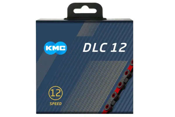 Image of KMC DLC12 12 Speed Chain in Black and Red