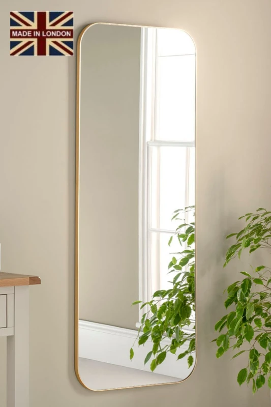 Image of Yearn Mirrors Large Full Length Gold Radius Corner Mirror 150x60cm Gold