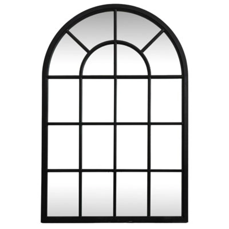 Image of Hill Interiors Black Wood Arched Window Mirror