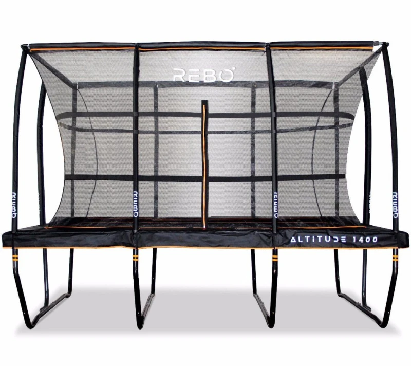 Image of OutdoorToys Altitude Rectangular Garden Trampoline with Safety Enclosure - 1400 (10 x 14ft) in Black Unisex