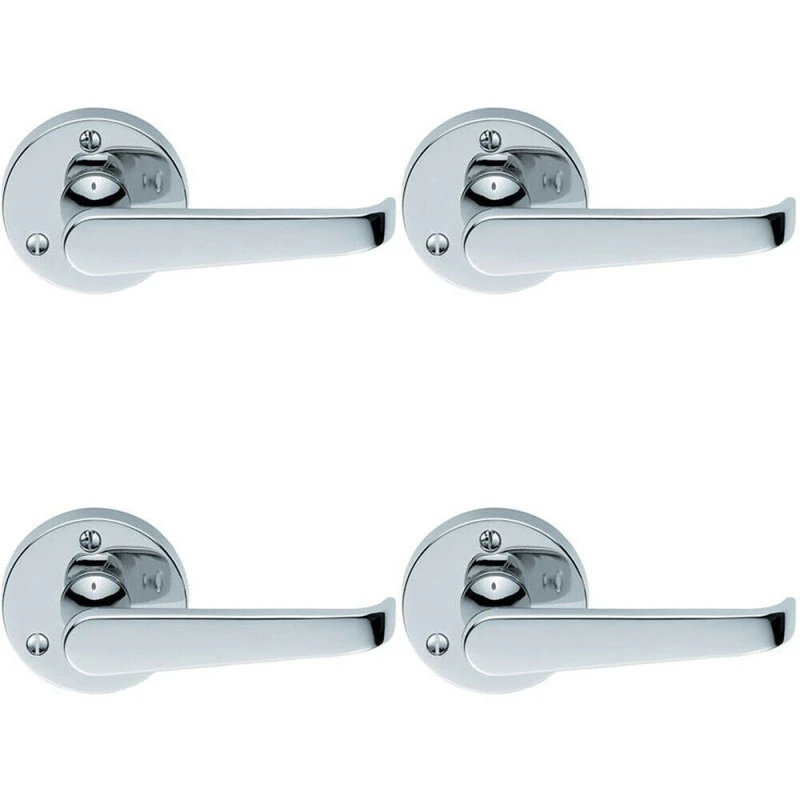 Image of Loops 4x PAIR Victorian Straight Shaped Lever on 59mm Round Rose Chrome Handle Multi