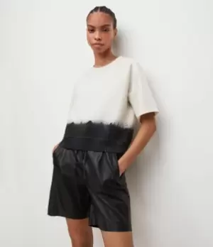 Image of AllSaints Womens Lila Ombre Short Sleeve Sweatshirt, Ecru White, Size: M