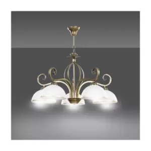 Image of Wivara Gold Multi Arm Pendant Ceiling Light with White, Gold Glass Shades, 5x E27