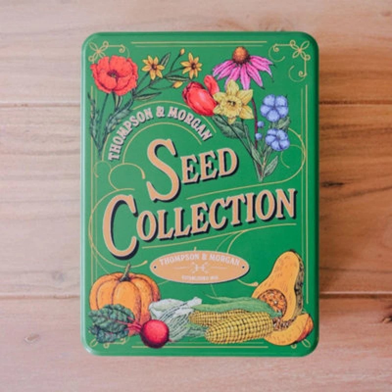 Image of Thompson & Morgan Seed Tin - Retro Design Gardeners Gift Stores Seed Packets Safely. 214X157X55mm
