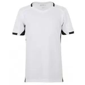 Image of SOLS Childrens/Kids Classico Contrast Short Sleeve Football T-Shirt (12 Years) (White/Black)