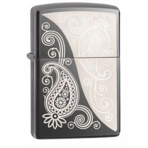 Image of Zippo Paisley Design Black Ice Finish Windproof Lighter