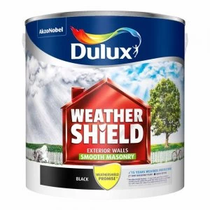Image of Dulux Weathershield All Weather Protection Black Smooth Masonry Paint 2.5L