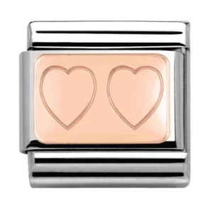 Image of Nomination CLASSIC Rose Gold Double Heart Charm 430101/15