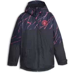 Image of Puma Manchester City Graphic Winter Jacket 2023 2024 Mens - Blue