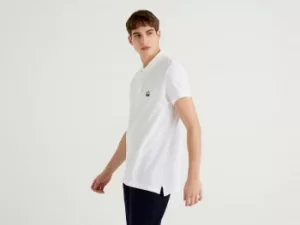 Image of Benetton, White Slim Fit Polo, taglia S, White, Men