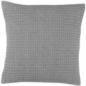 Image of Appletree - Loft Bruges Waffle Weave 100% Cotton Filled Cushion, Silver, 43 x 43 Cm