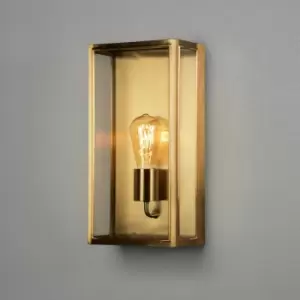 Image of Konstsmide Carpi Outdoor Modern Lantern Wall Big E27 Brassplated With Clear Glass, IP44