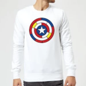 Image of Marvel Captain America Stained Glass Shield Sweatshirt - White - S