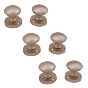 Image of Satin Nickel Effect Internal Round Latch Door Knob 3 Set