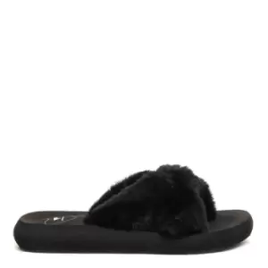 Image of Rocket Dog Slade Black Fur Kotted Flip-Flop