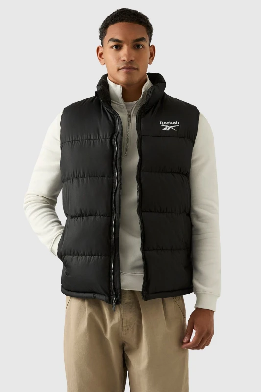 Image of Reebok Men Puffer Vest in Black Size: large Black L Male 5063347793856