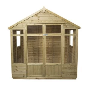Image of Forest Garden 7X5 Apex Overlap Summer House - Assembly Service Included Natural Timber