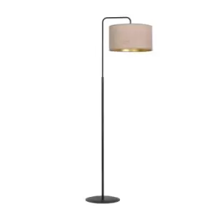 Image of Emibig Hilde Black Floor Lamp with Shade with Pink Fabric Shades, 1x E27