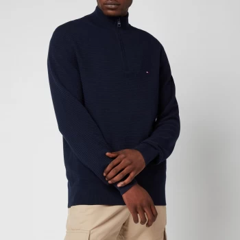 Image of Tommy Hilfiger Mens Structure Mock Neck Knitted Jumper - Desert Sky - XXL
