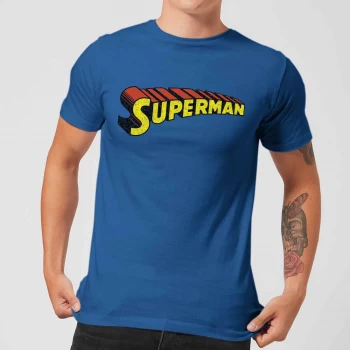 Image of DC Superman Telescopic Crackle Logo Mens T-Shirt - Royal Blue - L