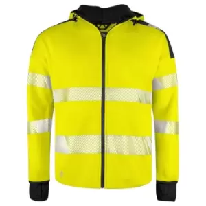 Image of Projob Mens Hi-Vis Long Cuff Hooded Jacket (M) (Yellow/Black)