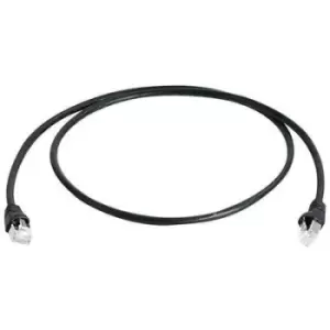 Image of Telegaertner L00000A0086 RJ45 Network cable, patch cable CAT 6A S/FTP 1m Black Flame-retardant, incl. detent, Twin shield, double shielding, Halogen-f