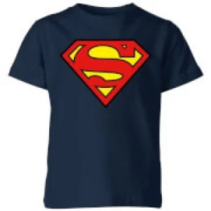Image of Justice League Superman Logo Kids T-Shirt Navy