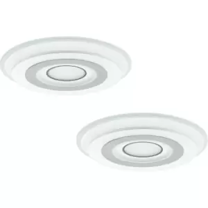 Image of 2 PACK Wall Flush Ceiling Light Colour White Circles In Circles LED 45W Inc