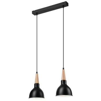 Image of Lamkur Lighting - Francesca Bar Pendant Ceiling Light Black, 2x E27