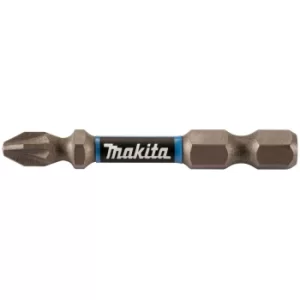 Image of Makita Impact Premier Double Torsion Pozi Screwdriver Bits PZ2 50mm Pack of 2