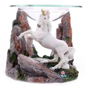 Image of Fantasy Unicorn Design Oil Burner with Glass Dish