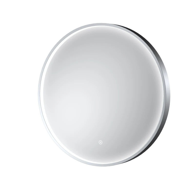 Image of Balterley Round Inset Framed LED Touch Sensor Mirror - 600mm - Chrome Silver