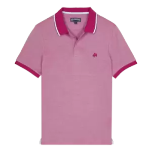 Image of Men Cotton Changing Color Pique Polo Shirt - Palatin - Red - Size M - Vilebrequin