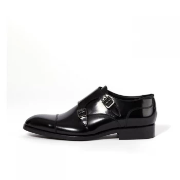 Image of Reiss Rivington Monk Strap Smart Shoes - Black