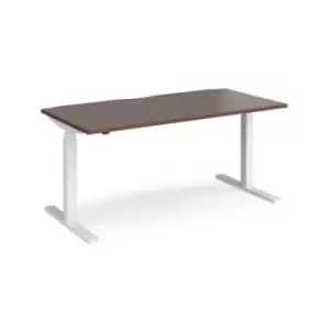 Image of Height Adjustable Desk Rectangular Desk 1600mm Walnut Tops With White Frames 800mm Depth Elev8 Touch