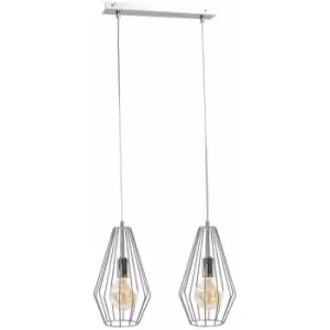 Image of Keter Lex Bar Pendant Ceiling Light Silver, 50cm, 2x E27