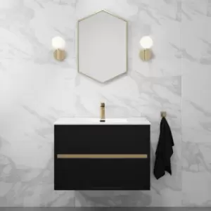 Image of 800mm Black Wall Hung Vanity Unit with Basin - Roxbi