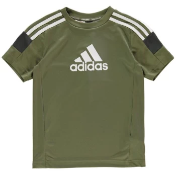 Image of adidas Boys Tri-Coloured T-Shirt - Green