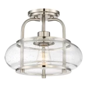 Image of Trilogy 1 Light Semi-Flush Mount, Brushed Nickel, E27