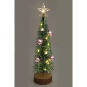 Image of LED Mini Christmas Tree with Pink and Gold Baubles