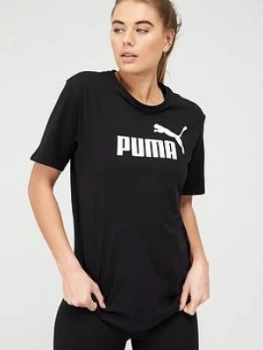 Image of Puma Ess+ Logo Boyfriend T-Shirt - Black