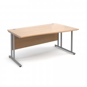 Image of Maestro 25 SL Right Hand Wave Desk 1600mm - Silver Cantilever Frame b