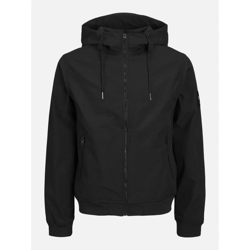 Image of Jack and Jones Mens Zipped Hooded Softshell Jacket Black male S