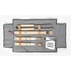 Image of Bbq Tool Set in Denim Case - Black - Black - Black - Homescapes